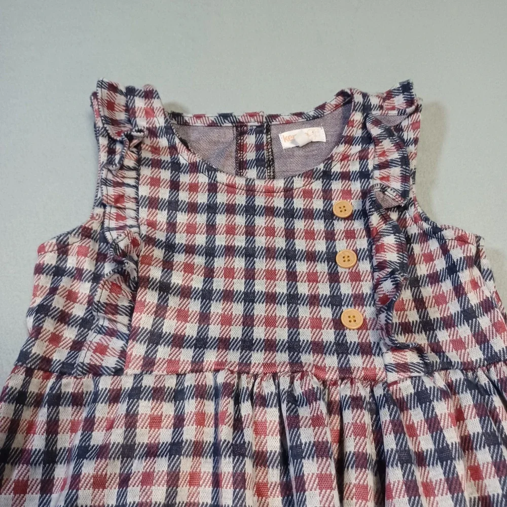 Kensie Girl Plaid Sleeveless Ruffle Dress Red Navy‎ Blue White Size 6X JBJJ912